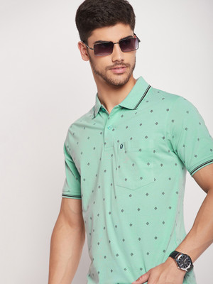 UNIBERRY Printed Men Polo Neck Light Green T-Shirt