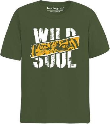 Toodleplus Printed, Typography Men Round Neck Green T-Shirt