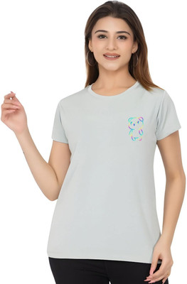 SZN Graphic Print Women Round Neck Grey T-Shirt