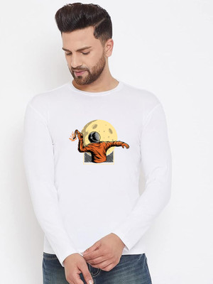 LV CARE Printed Men Round Neck White T-Shirt