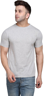 Trendfull Solid Men Round Neck Grey T-Shirt