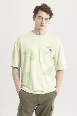 Snitch Printed Men Round Neck Green T-Shirt