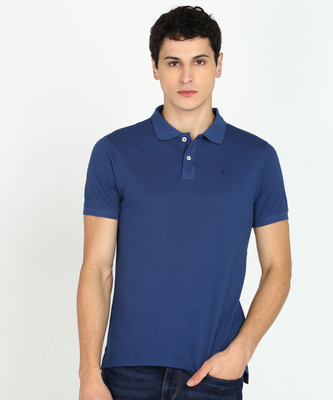 PARX Solid Men Polo Neck Dark Blue T-Shirt