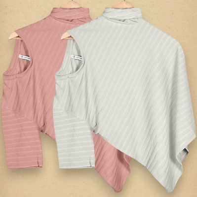 PRAIZY Striped Men Round Neck Pink, White T-Shirt