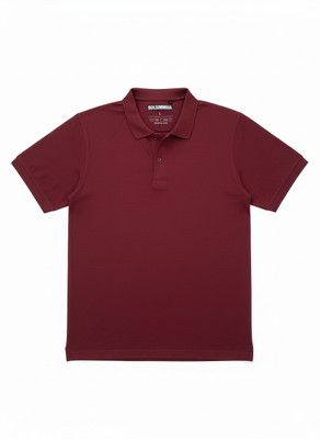SolSimmha Solid Men Polo Neck Maroon T-Shirt
