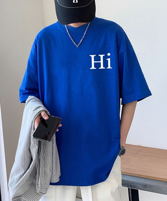 Cool Plus Typography Men Round Neck Blue T-Shirt