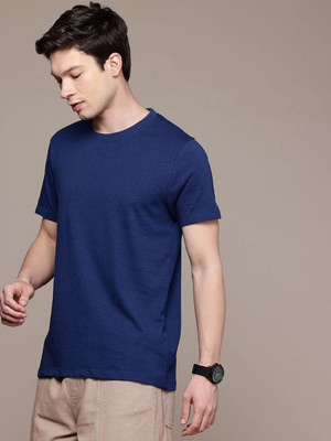 Moda Rapido Solid Men Round Neck Brown, Blue T-Shirt