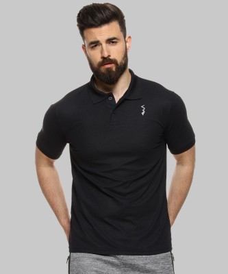 CAMPUS SUTRA Solid Men Polo Neck Black T-Shirt