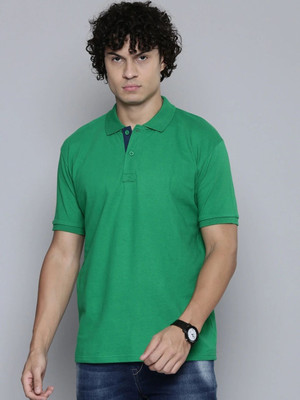 TOIX Solid Men Polo Neck Green T-Shirt