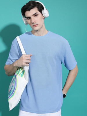 HIGHLANDER Solid Men Round Neck Blue T-Shirt