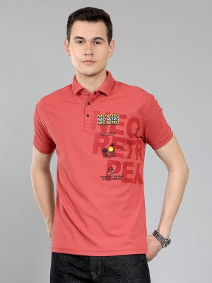 AAITHAN Printed Men Polo Neck Red T-Shirt