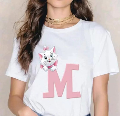 EASELCLOTHING Printed Women Round Neck White T-Shirt