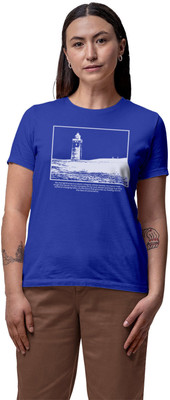 Fighterhero Printed Women Round Neck Blue T-Shirt