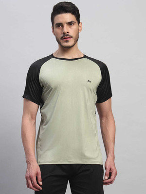 PLEK Colorblock Men Round Neck Green, Black T-Shirt