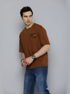 R.Code by The Roadster Life Co. Graphic Print Men Round Neck Brown T-Shirt
