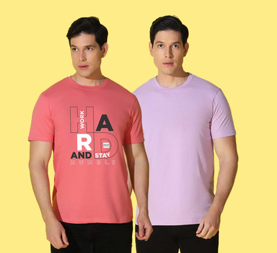 WOOSTRO Printed Men Round Neck Multicolor T-Shirt