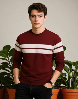 StyleFlick Solid Men Round Neck Maroon T-Shirt