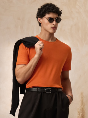 The Souled Store Solid Men Round Neck Orange T-Shirt