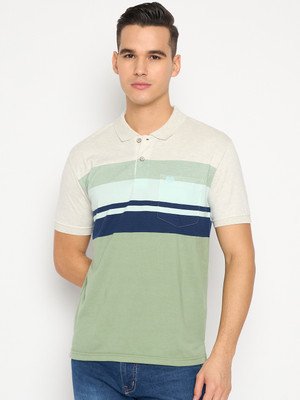DUKE Striped Men Polo Neck Multicolor T-Shirt
