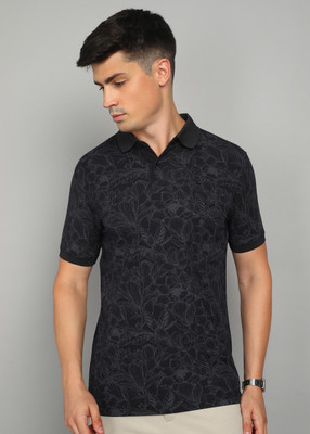 PARX Printed Men Polo Neck Grey T-Shirt
