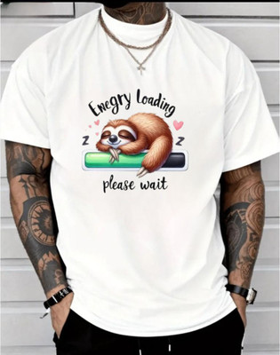 BLOSSOMTRADER Printed Men Round Neck Black T-Shirt