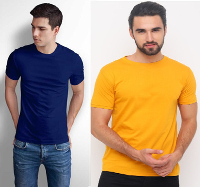 stylesmyth Solid Men Round Neck Multicolor T-Shirt