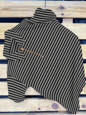 KAJARU Striped, Self Design Men Polo Neck Grey T-Shirt