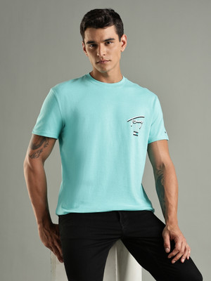 TOMMY HILFIGER Printed Men Crew Neck Blue T-Shirt