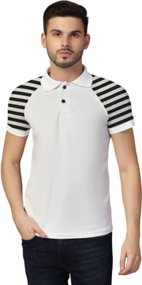 tfurnish Striped Men Polo Neck Black, White T-Shirt