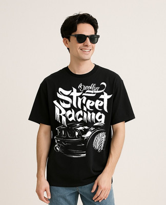 JoyandHappiness Graphic Print Men Round Neck Black T-Shirt