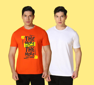 WOOSTRO Printed, Solid Men Round Neck Multicolor T-Shirt