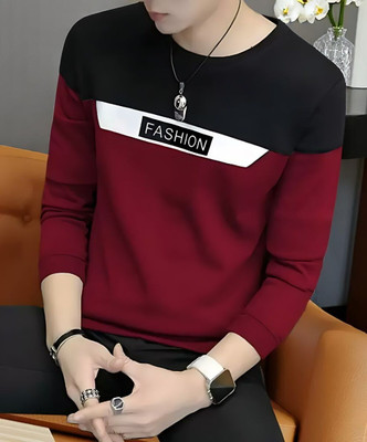 Autna Printed Men Round Neck Maroon T-Shirt