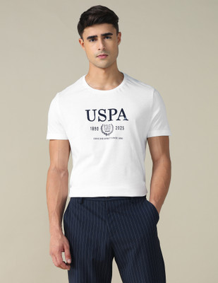 U.S. POLO ASSN. Graphic Print Men Crew Neck White T-Shirt