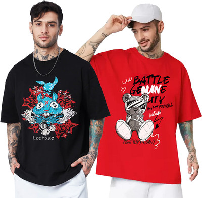 Leotude Printed Men Round Neck Multicolor T-Shirt