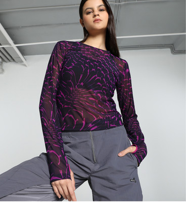 PUMA Printed Women Crew Neck Purple T-Shirt