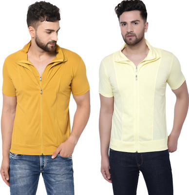 JB Jagoboy Solid Men Polo Neck Yellow T-Shirt