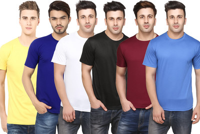MISTY COLLECTION Solid Men Round Neck Yellow, Blue, White, Black, Maroon, Light Blue T-Shirt