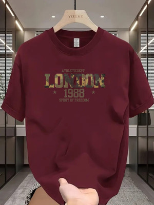 Magneto Printed Men Round Neck Maroon T-Shirt