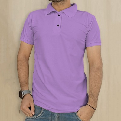 INFIRAX Solid Men Polo Neck Purple T-Shirt