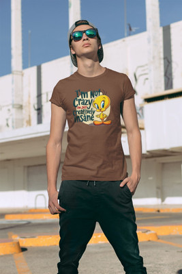 Stylewill Graphic Print Men Round Neck Brown T-Shirt