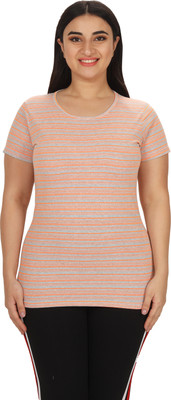 KEOTI Solid Women Round Neck Orange T-Shirt
