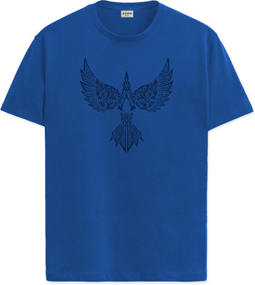 ADRO Graphic Print Men Round Neck Blue T-Shirt