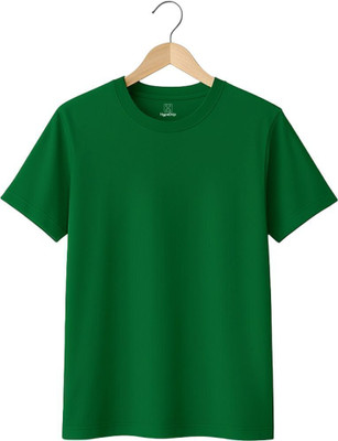HypeDrip Solid Men Round Neck Dark Green T-Shirt