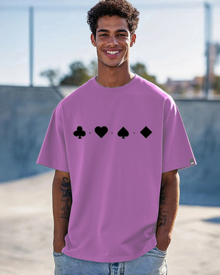 catbunny Printed Men Round Neck Purple T-Shirt