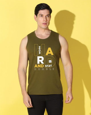 WOOSTRO Printed Men Round Neck Dark Green T-Shirt