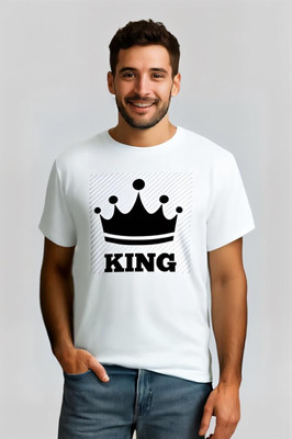 Royal Creations By Rv Printed Men Round Neck White T-Shirt
