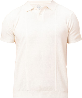 BEING HUMAN Solid Men Polo Neck Beige T-Shirt