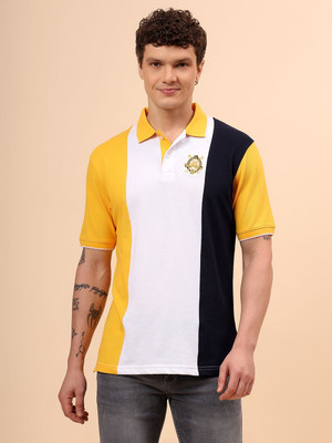 CANTABIL Colorblock Men Polo Neck Yellow T-Shirt