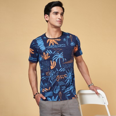 Urban Ranger by Pantaloons Printed Men Round Neck Blue T-Shirt