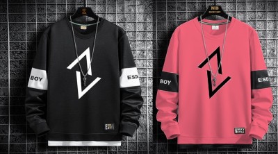 NB NICKY BOY Printed Men Round Neck Black, Pink T-Shirt